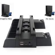 For PlayStation 4 Dualshock 4 PS4 Slim/Pro Vertical Stand Base Dual Controller Charger 3 Cooling Fan