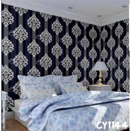 Wallpaper Dinding Kamar Tidur Motif Batik Hitam Abu Wallpaper Dinding