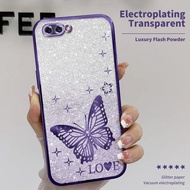 2 In 1 Shockproof Casing For OPPO A12E/A3s/A5 Phone Case Rhinestone Butterfly Case + Soft Ceramic Sc