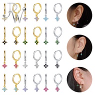 1PC 20G Gold Plated Hoop Earring Cubic Zirconia Hanging Hoop Earring Flower Pendant Huggie Hoop Earr