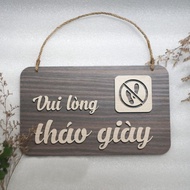 Wooden Door Hanging Board Please Remove Shoes BG09 - Decor, Decorate Doors for Homes, Offices, Luxur