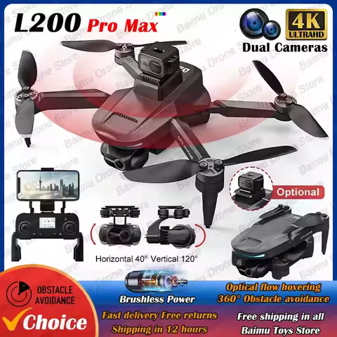 L200 PRO MAX Drone GPS Brushless Motor 4K HD Profesional FPV Quadcopter 2-Axis Gimbal 360° Obstacle 