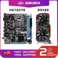 AISURIX GPU RX580 8G H61/H81 Graphics Card+Motherboard Set LGA1150 LGA1155 Mobo