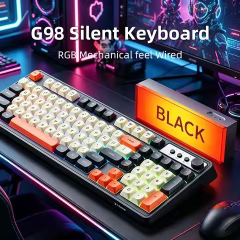 EWEADN G98 Magnetic Gaming Keyboard 98 Key Mechanical Feel Wired RGB Esports Ergonomic Office Mute K