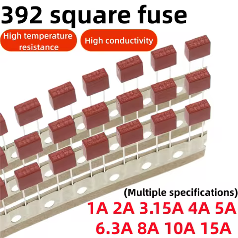 10PCS,Fuse 6.3A 4A 5A 2A 1A 3.15A 250V 392 Square Plastic Fuse T2A LCD TV Power Board Commonly Used 