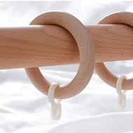 [Free ship] T solid wooden curtain buckle ring hanging hook accessories rod live