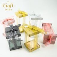 The Craft Decor 10pcs Glitter Ribbon PVC Gift Box | Door Gift | Goodies Box | Kotak Bekas Cenderahati Perkahwinan