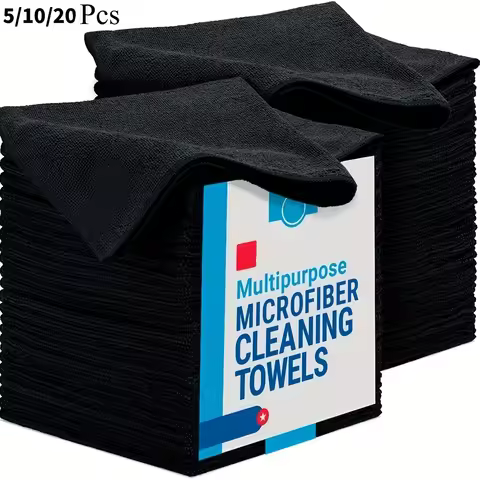 5/10/20/50/100pcs Super Soft Black Car Wipes Scouring Cloth Set Quick Dry Absorbent Microfiber Cloth