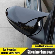 ABS rearview mirror protective shell, bright black decorative horn design exterior for Hyundai Elant