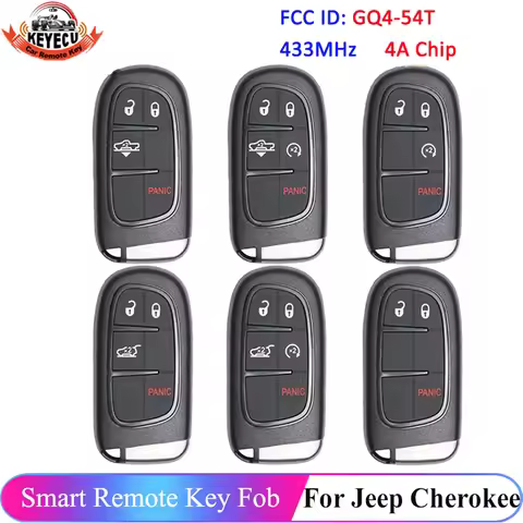 KEYECU GQ4-54T 433MHz 4A Chip For Jeep Cherokee 2014 2015 2016 2017 2018 2019 2020 Durango Chrysler 