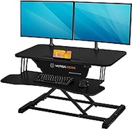 VERSADESK® PowerRiser 32" x 24" Electric Standing Desk Converter for Dual Monitor, Laptop Workstation with Wide Keyboard Tray, 32 Inch Height Adjustable Sit to Stand Desk Riser, Black