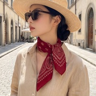 Merad Vintage Scarf 68x68CM Cotton Linen Square Scarf New Travel Accessory Silk Scarf#08