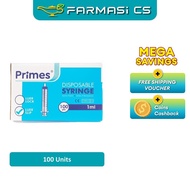 Durasafe/Aros/Primes Disposable Syringe 1ml  Luer Slip 100 units (ONE BOX)