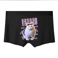 Men's Boxer Briefs With Cute Cat And Huh Text Design Fun And Humorous Underwear For Cat Lovers