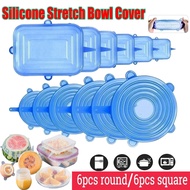 6Pcs Silicone Stretch Lids Reusable Food Storage Cover Kitchen Tools Silicone Stretch Bowl Cover Food Fresh Keeping Lids Kitchen Accessories