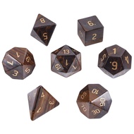 Z01 Single DND Dungeons and Dragons Polyhedral Natural Sandalwood Pattern Stone Dice Set for Tableto