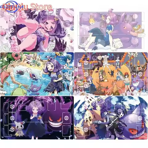 Pokemon Ptcg Card Mat Lillie Acerola Gengar Mimikyu Dedicated Game Card Battle Duel Board Anime Char