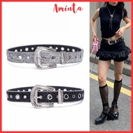 AMINTA super beautiful sparkling stone detailed belt, YK2 style dress belt for women, hottrend Korea