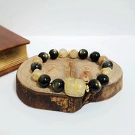 鈦晶貔貅男款設計手鍊/正偏財都招、避邪擋煞之搭配水晶