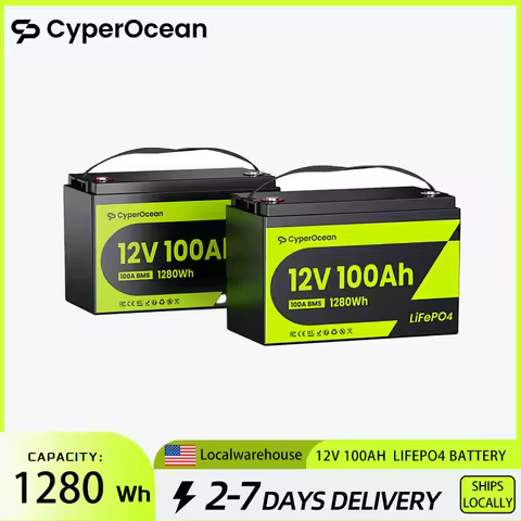 CyperOcean 12V 100Ah LiFePO4 Battery 2 Packs, Group 31 Lead Acid Replacement Deep Cycle Rechargeable