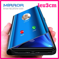 [LEUC3M] เคสอัจฉริยะแบบฝาพับเปิดปิดมองเห็นได้กระจกเงาสุดหรูสำหรับ Xiaomi Redmi Note 7 M1901F7G Fundas Etui บนหนังฝาปิดโทรศัพท์หนังระบบแม่เหล็กของแท้