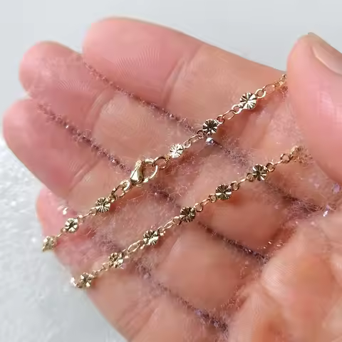 18K Gold Stainless Steel Anklet Barefoot Sandals Women Ankle Chain 23-28cm High Polished Sparkling D