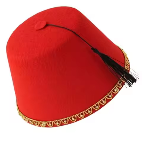 Universal Round Felt Fez Cap Breathable Moroccan Hat Tarboosh Fez Hat Cosplay Red Color Turkish Tass