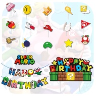 Super Mario Party Supplies Vibrant Flags And Cake Picks For Kids' Celebrations