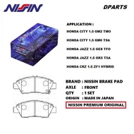 Nissin Front Brake Pad Honda City GM6 , T9A  TRO  TMO  Jazz GE8  CRZ ( Made In Japan ) Bendix Brembo