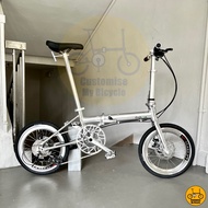 Fnhon Zephyr 18” • 8 Gears Shimano Litepro Folding Foldable Foldie Bicycle Bike Polished Silver 349 Dahon Tern Bifold