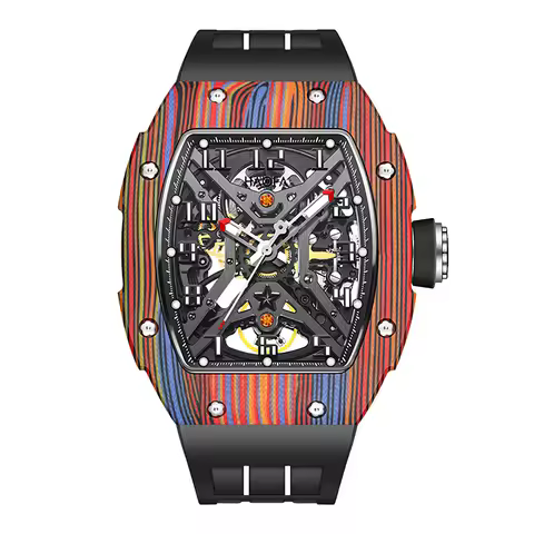 Haofa Colorful Carbon Fiber Front Shell Automatic Watch for Men Sapphire Luminous Mechanical Watch M