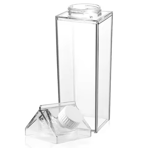 Milk Carton Water Bottle Clear Large Capacity Leak Proof Portable Juice Cup For Adults Reusable Cold
