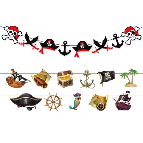 Pirate Birthday Party Decoration Pirate Bunting Garland Pirate Happy Birthday Banner Pirate Birthday