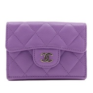 【日本直送】香奈兒 CHANEL Classic Flap 三摺皮夾 Compact Wallet 魚子醬皮革 女性【二手】