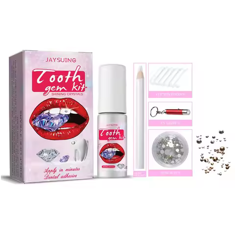 DIY Tooth Decoration Kit with Curing Light Glue Teeth Whitening Gem Kit Reliable Crystal Jewelry Too