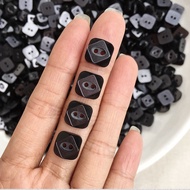 Button, black square gray button NN814, size 1 cm