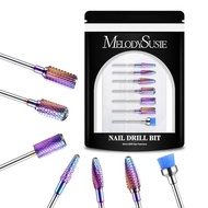 MelodySusie Nail Drill Bits Set, 7pcs Tungsten Carbide Diamond Nail Drill Bits for Acrylic Nails Pol