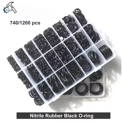 NBR 740/1200pcs NBR O-ring Set Nitrile Rubber Black O-ring Oil-resistant, Wear-resistant and Waterpr