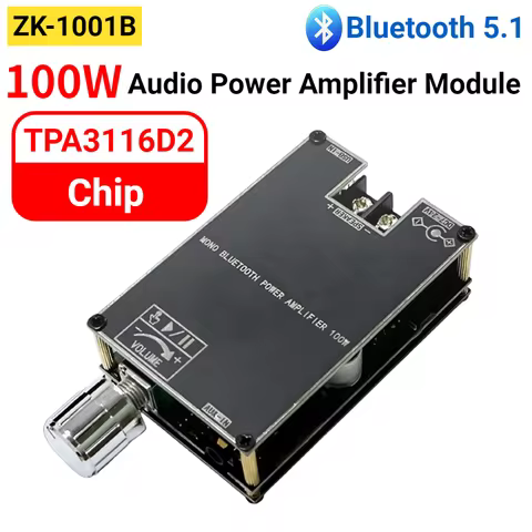 ZK-1001B Mono 100W BT Audio Power Amplifier Module Bluetooth-Compatible 5.1 AUX TPA3116D2 for DIY El