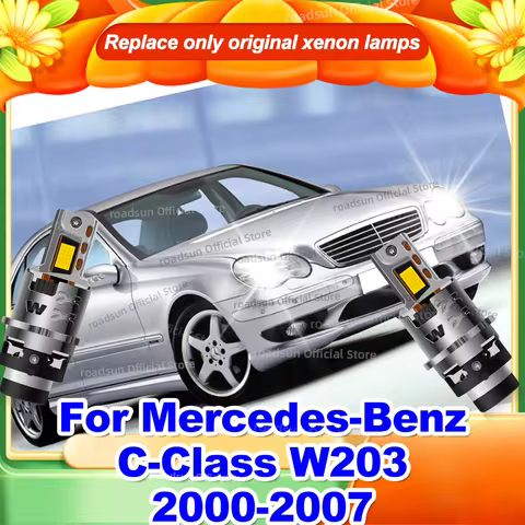 2PCS LED Headlight 50000LM 1:1 Xenon Car Lights Turbo Lamps Canbus For Mercedes Benz C Class W203 20
