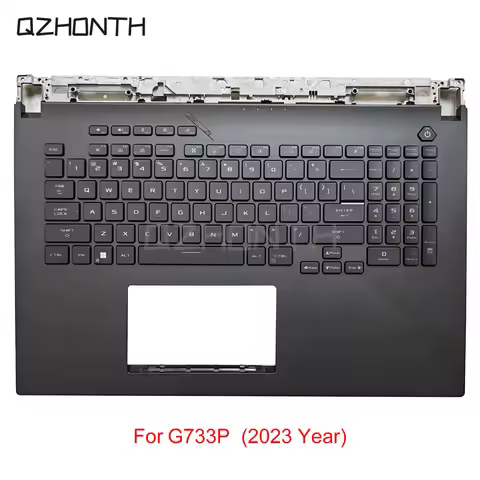 Used For ASUS ROG Strix Scar 17 G733P (2023) Palmrest Upper Case with US Backlit Keyboard Black 17.3