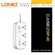 LDNIO SC3416 Universal Socket with 3 AC Outlets;Single Switch Control Extension with 4 USB