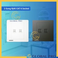 SIEMENS Delta 2 Gang RJ45 CAT6 Faceplate RJ45 Wall Socket Network Socket 2 Ports Data Wall Socket Ou