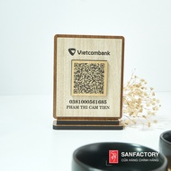Bảng gỗ khắc mã QR Code thanh toán QR kết nối wifi đế bàn SAN-QR08