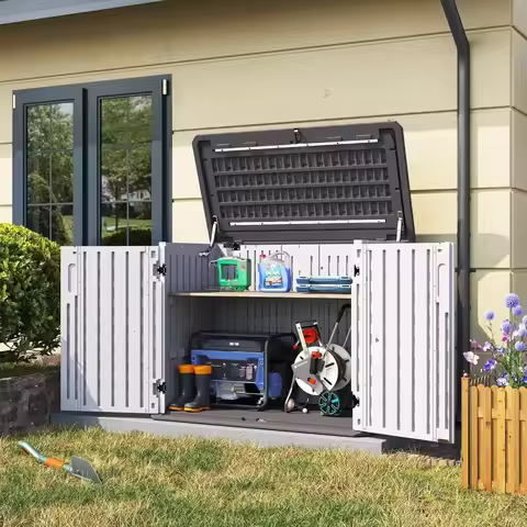 Outdoor Storage Cabinet Outdoor Trash Can Storage Shed Waterproof Horizontal Storage Shed