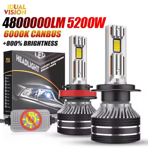 H7 H4 H11 LED Headlight Bulbs CANBUS 5200W High Power H1 H3 H8 H9 HB3 9005 HB4 9006 9012 Double Copp