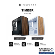 Tecware Timber High Airflow ATX TG Timber M TG Case (4 x 12cm fans included USB 3 x2) Black & White