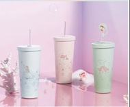 台灣代購  Oolab 小美人魚系列～不鏽鋼陶瓷易潔層吸管杯 710ml - 珍珠粉/水晶綠/海洋藍