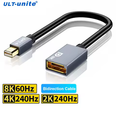 Mini Displayport To Displayport Connector 0.2m 8K@60Hz 4K144Hz 2K@240Hz Bidirection Male Mini DP To 