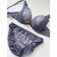 Japanese Artisan Underwear Set Top Thin Bottom Thick Cute Water Jade Dot Exquisite Push-Up Bra 75B-F